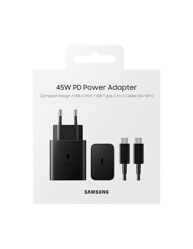 Зарядное устройство Samsung Fast Travel Charger EP-T4511, 45Вт, Чёрный