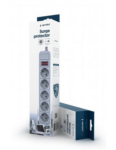 Prelungitor electric Gembird GMB SPG3-B-6C, 5 Prize, 1,8 m, Alb