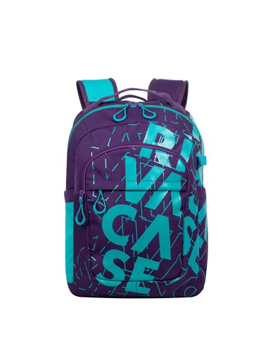 Rucsac zilnic RivaCase Heide, 15.6", Poliester, Violet/Acvamarin