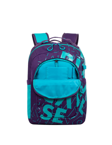 Rucsac zilnic RivaCase Heide, 15.6", Poliester, Violet/Acvamarin