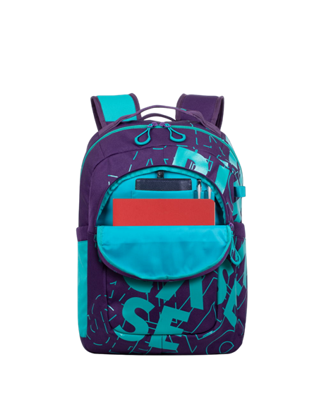 Rucsac zilnic RivaCase Heide, 15.6", Poliester, Violet/Acvamarin