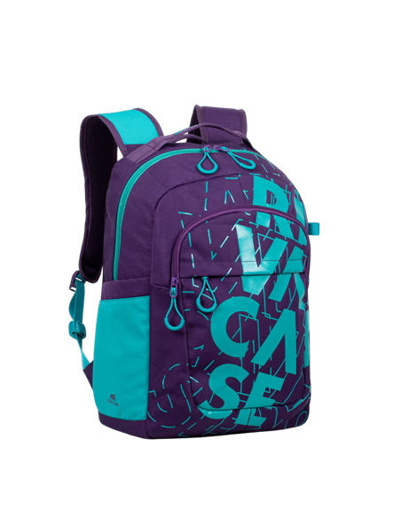 Rucsac zilnic RivaCase Heide, 15.6", Poliester, Violet/Acvamarin