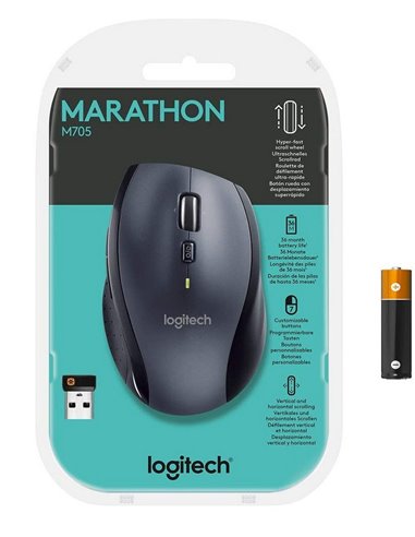 Беcпроводная мышь Logitech M705, Чёрный
