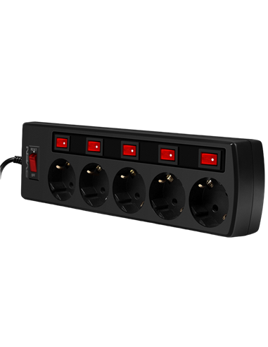 Prelungitor electric SVEN SF-05PL, 5 Prize, 1,8m, Negru