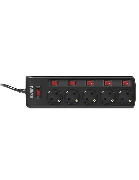 Prelungitor electric SVEN SF-05PL, 5 Prize, 1,8m, Negru