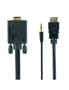 Cablu Video Cablexpert A-HDMI-VGA-03-6, HDMI (M) - VGA D-Sub + 3.5 mm Jack, 1,8m, Negru