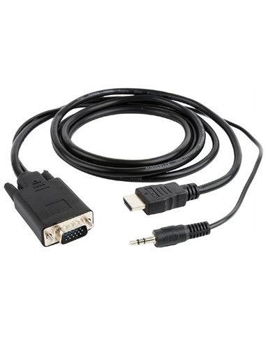 Видео кабель Cablexpert A-HDMI-VGA-03-6, HDMI (M) - VGA D-Sub + 3.5 mm Jack, 1,8м, Чёрный