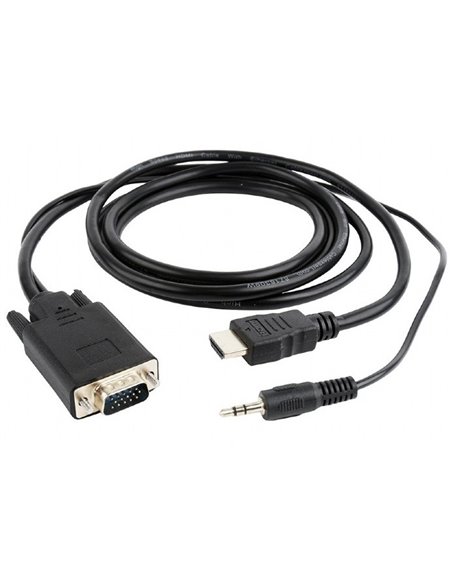Видео кабель Cablexpert A-HDMI-VGA-03-6, HDMI (M) - VGA D-Sub + 3.5 mm Jack, 1,8м, Чёрный