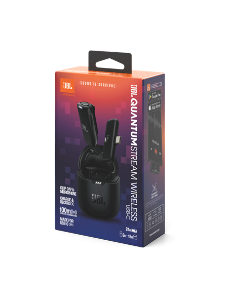 Microfon portabil pentru înregistrare vocală JBL Quantum Stream USB-C, Fără fir, Negru