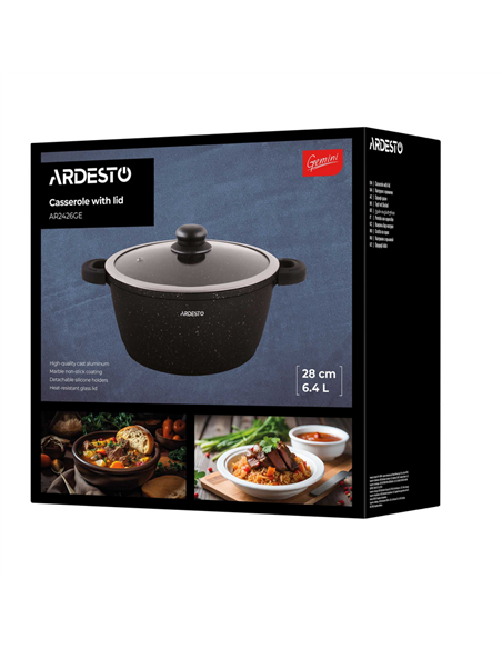 Кастрюля Ardesto AR2426GE, 6,4л, 28см, Чёрный