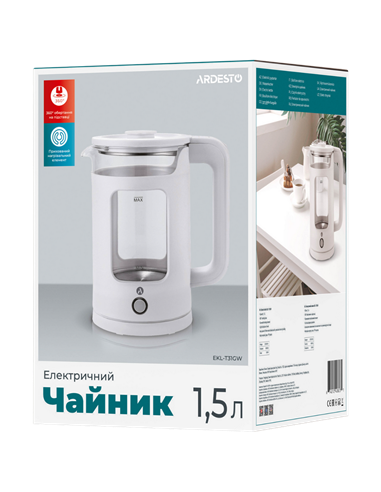 Электрочайник Ardesto EKL-T31GW, Белый
