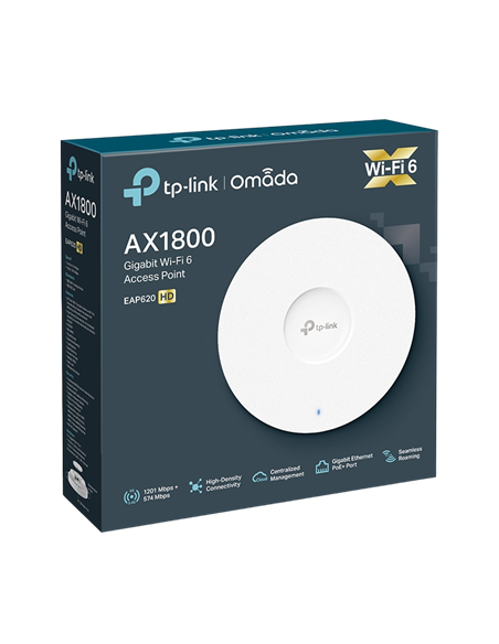 Wi-Fi AX Dual Band Access Point TP-LINK "EAP620 HD", 1775Mbps, MU-MIMO, Gbit Ports, Omada, PoE, 1000+ Concurrent Clients