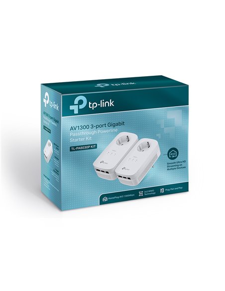 Powerline Adapter  TP-LINK TL-PA8030P KIT, AV1300, 1300 Mbps, Alb