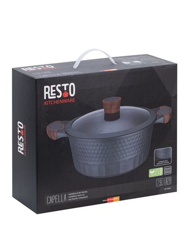 Кастрюля RESTO 93505, 6.6л, 28см, Чёрный