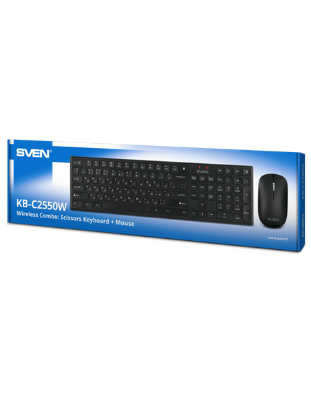 Set Tastatură + Mouse SVEN KB-C2550W, Fără fir, Negru