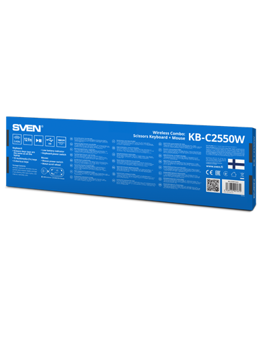 Set Tastatură + Mouse SVEN KB-C2550W, Fără fir, Negru