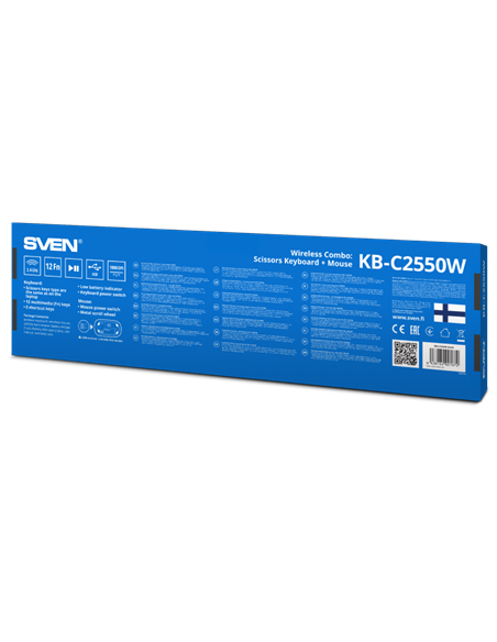 Set Tastatură + Mouse SVEN KB-C2550W, Fără fir, Negru