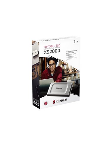 Внешний портативный SSD накопитель Kingston XS2000, 1 ТБ, Серебристый (SXS2000/1000G)