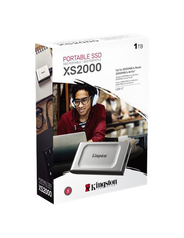 SSD portabil extern Kingston XS2000, 1 TB, Argintiu (SXS2000/1000G)