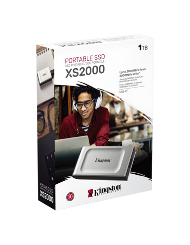 SSD portabil extern Kingston XS2000, 1 TB, Argintiu (SXS2000/1000G)