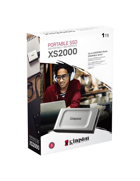 SSD portabil extern Kingston XS2000, 1 TB, Argintiu (SXS2000/1000G)
