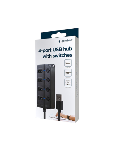 USB-концентратор Gembird UHB-U2P4P-01, Чёрный
