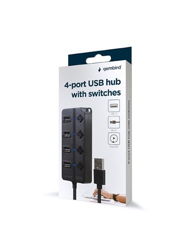 USB-концентратор Gembird UHB-U2P4P-01, Чёрный
