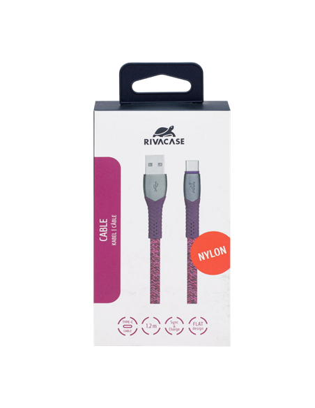 Кабель для зарядки и синхронизации Rivacase PS6102 RD12, USB Type-A/USB Type-C, 1,2м, Красный