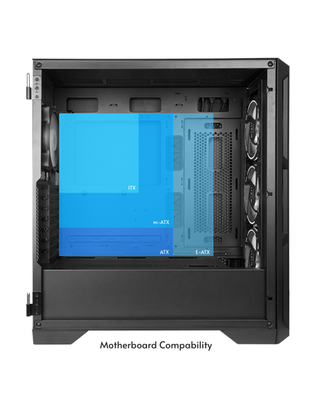 Компьютерный корпус Chieftec APEX Lumo, Midi-Tower, Без блока питания, Чёрный
