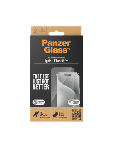 Защитное стекло PanzerGlass iPhone 15 Pro UWF wA, Прозрачный