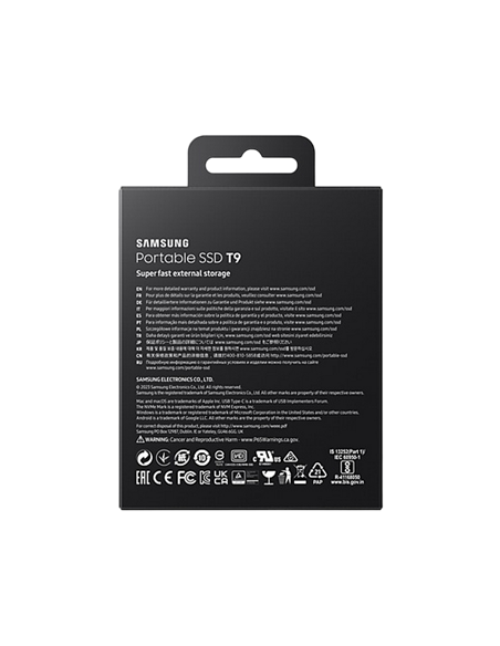 Внешний портативный SSD накопитель Samsung T9, 2 ТБ, Чёрный (MU-PG2T0B/EU)