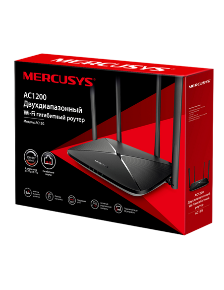 Router fără fir MERCUSYS AC12G, Negru