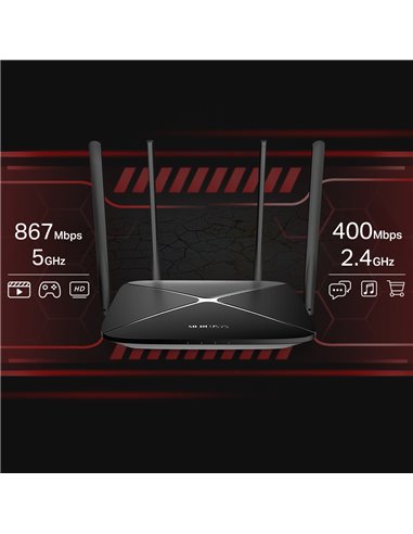 Беспроводной маршрутизатор MERCUSYS AC12G, Чёрный