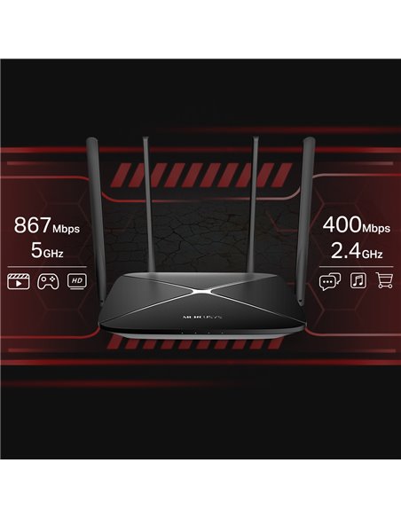 Беспроводной маршрутизатор MERCUSYS AC12G, Чёрный