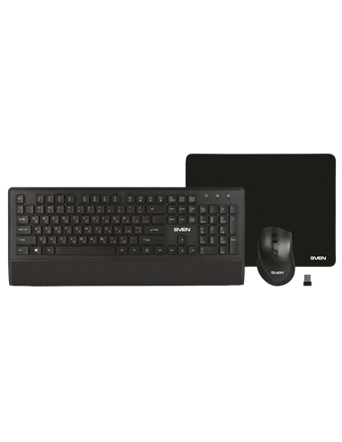 Set Tastatură + Mouse + Mouse Pad SVEN KB-C3800W, Fără fir, Negru