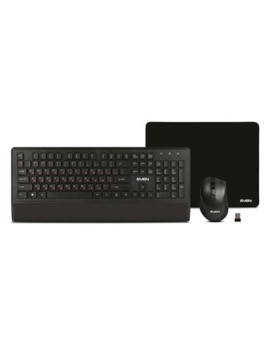 Set Tastatură + Mouse + Mouse Pad SVEN KB-C3800W, Fără fir, Negru