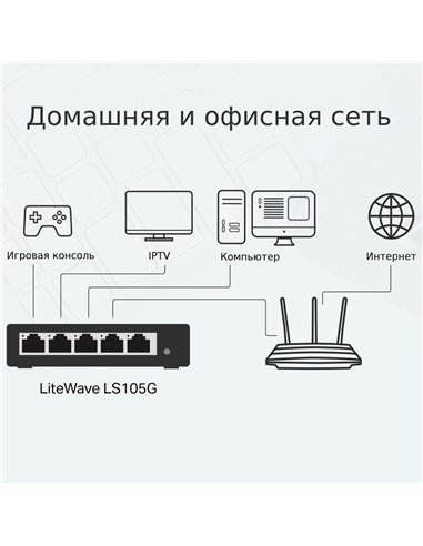 Сетевой коммутатор TP-LINK LS105G, 5x 10/100/1000 Мбит/с