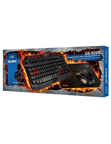 Set Tastatură + Mouse + Mouse Pad SVEN GS-9200, Cu fir, Negru/Rosu