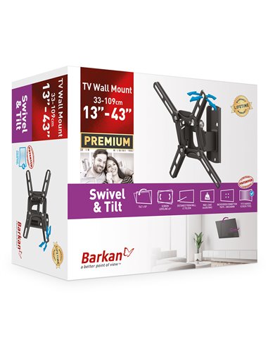 Suport TV de perete  BARKAN 2200, Negru