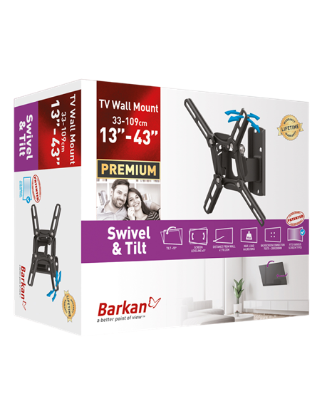 Suport TV de perete  BARKAN 2200, Negru