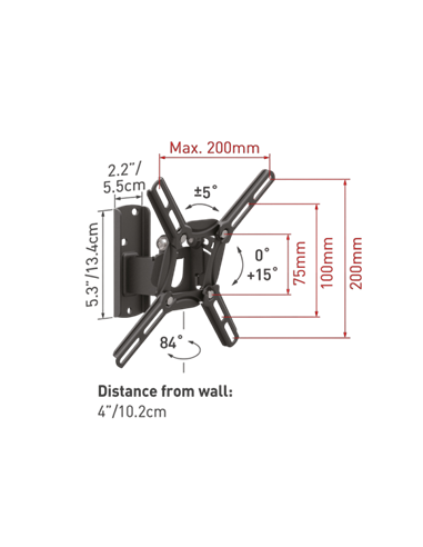 Suport TV de perete  BARKAN 2200, Negru