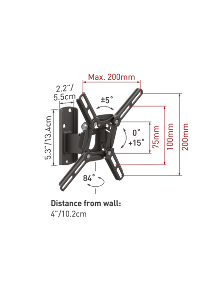 Suport TV de perete  BARKAN 2200, Negru