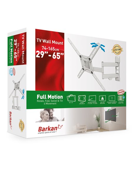 Suport TV de perete  BARKAN 3400W, Alb