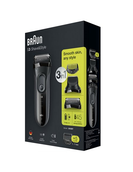 Электробритва мужская BRAUN Series 3 Shave&Style, Чёрный