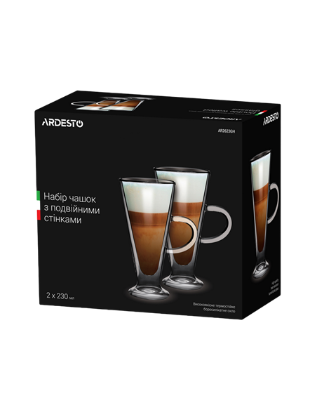 Set de pahare Ardesto AR2623GH, 230 ml, 2 bucs, Transparent