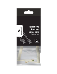 Cablu spiralat al receptorului telefonic Cablexpert TC4P4CS-2M, Alb 2