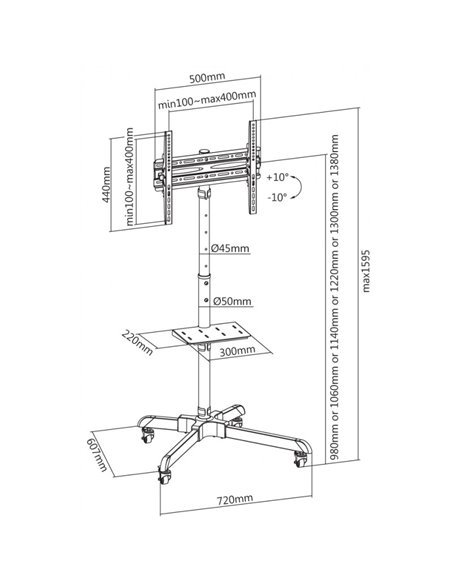 Suport TV Mobil Reflecta TV Stand 55P, Negru