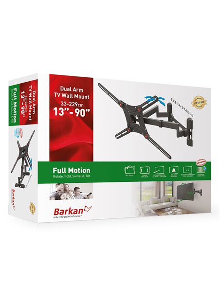 Suport TV de perete BARKAN BM464L, Negru