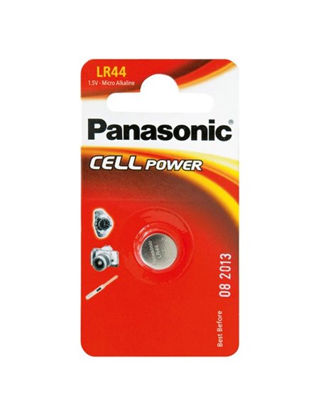 Дисковые батарейки Panasonic LR-44EL, LR44, 1шт.