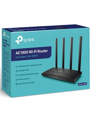 Беспроводной маршрутизатор TP-LINK Archer C80, Чёрный
